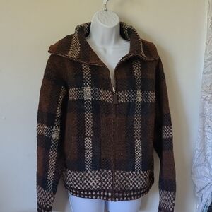 Bluivy Brown and Black Plaid Cardigan